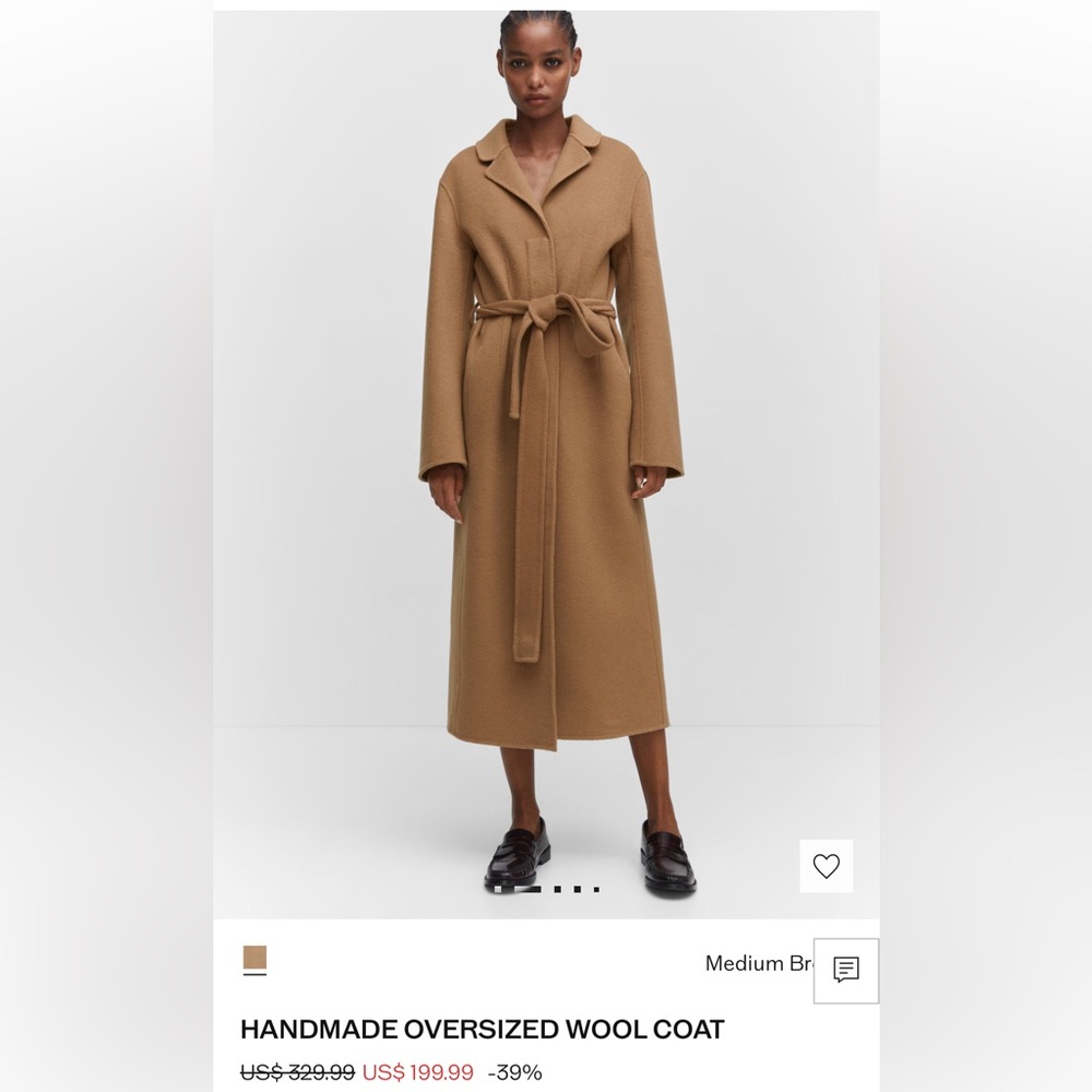 MANGO oversized handmade wool coat in camel
